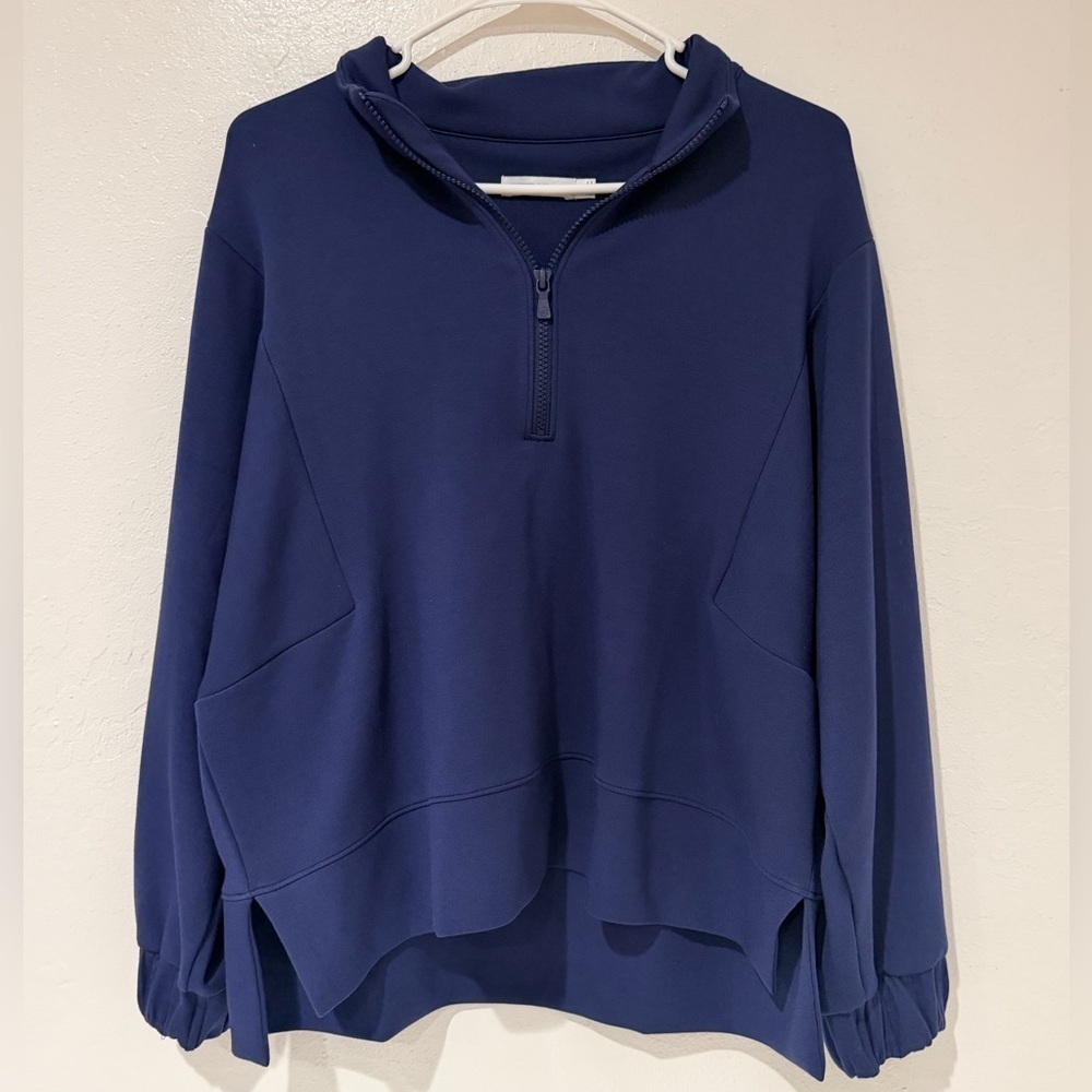 Peter Millar Crown Sport Navy Blue Flora Knit Half Zip Pullover Top size XL - Picture 4 of 10
